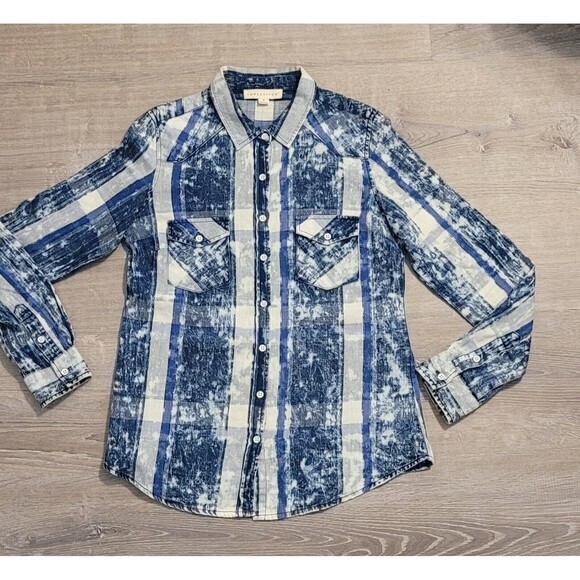 lovestitch Tops - Lovestich‎ Women's Button Down Blue Plaid Country Cowgirl Shirt Size Small